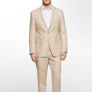 Mens Big and Tall Linen Suits - Natural Fit Summer Fabric Suit